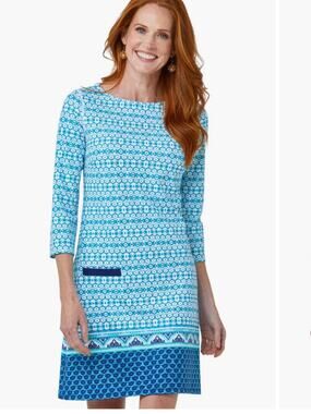 Cabana Life Palm Valley Cabana Shift Dress Small Teal